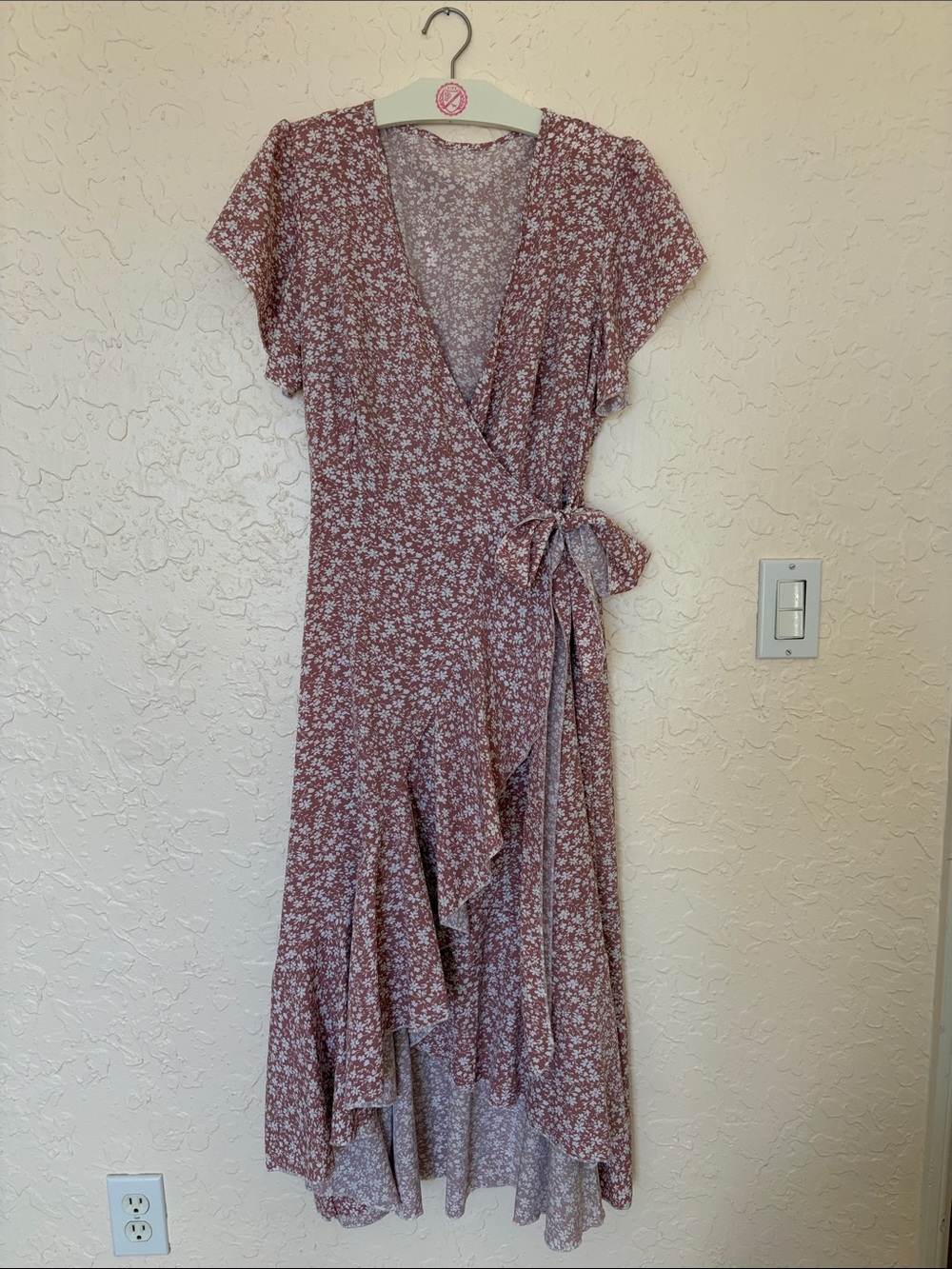 adidas Dusty Rose Floral Wrap High-Low Dress